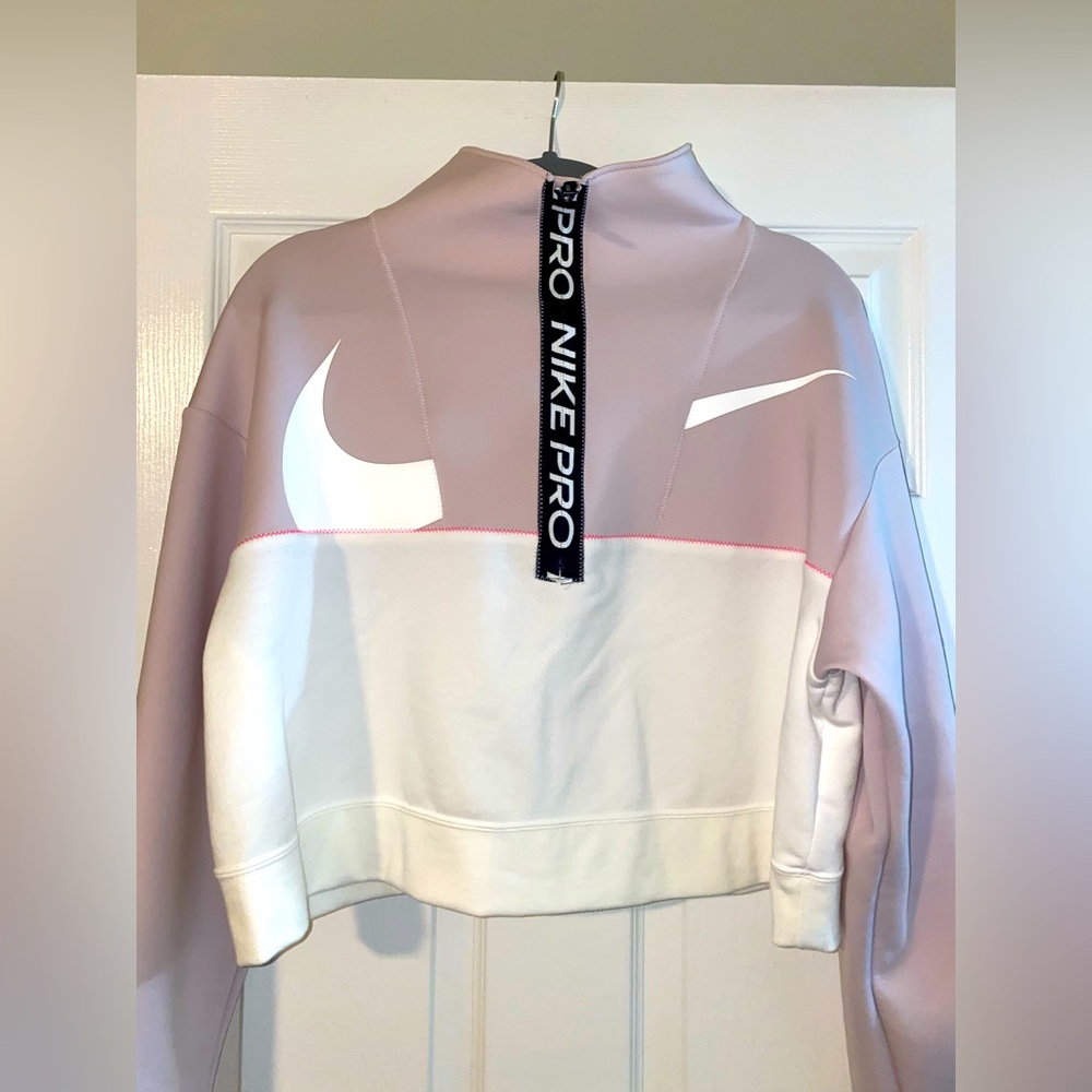 Pink and white nike pro dri fit jacket (Get fit Icon Fleece)